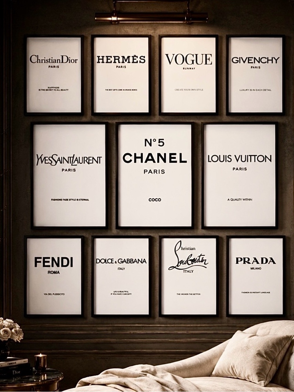 Fashion Designer Black & White Gallery Wall Art Prints | Pick Any 5 | 8x10